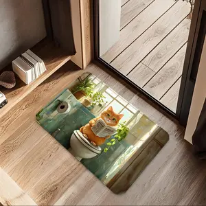 Cute reading cat, Flannel bath mats, durable decorative mat, kitchen floor mats, bedroom mats, pet mats, suitable for bathrooms, kitchens, living rooms, laundry rooms, dining rooms, fatigue relief, ideal gifts