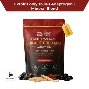The Wellness Project 12-in-1 Pure Himalayan Shilajit Gold Max Gummies, 4000 mg, 60 Count, Chewy & Gummy, Non-Stim Mineral Supplements, Lab-Tested Purity for Strength & Vitality Support