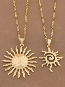1pc Fashionable Matte Gold Boho Style Large Sun Flower Pendant Long Chain Statement Necklace Boho Style Jewelry For Women's Daily Wear
