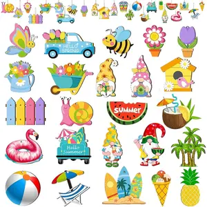 48 count Spring Summer Tree Decorations Wooden, Spring Summer Tree Ornaments for Small Tree  Party Decoration