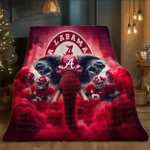 [JIT] An Alabama rugby polyester fiber flannel throw blanket - super soft and warm, suitable for sofa, bed and travel, suitable for all seasons, machine washable, suitable for office rest, camping, for brothers and sisters