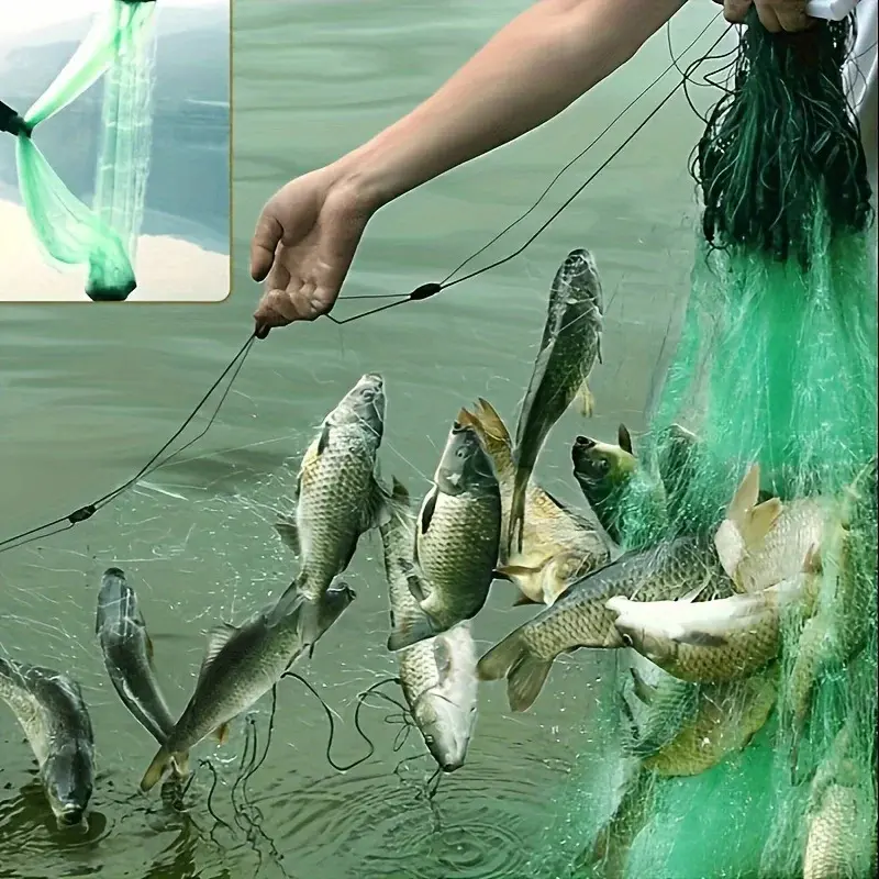 3-Layer Durable Nylon Fishing Net - Green, Lightweight & Sturdy Design for Freshwater & Saltwater Use
