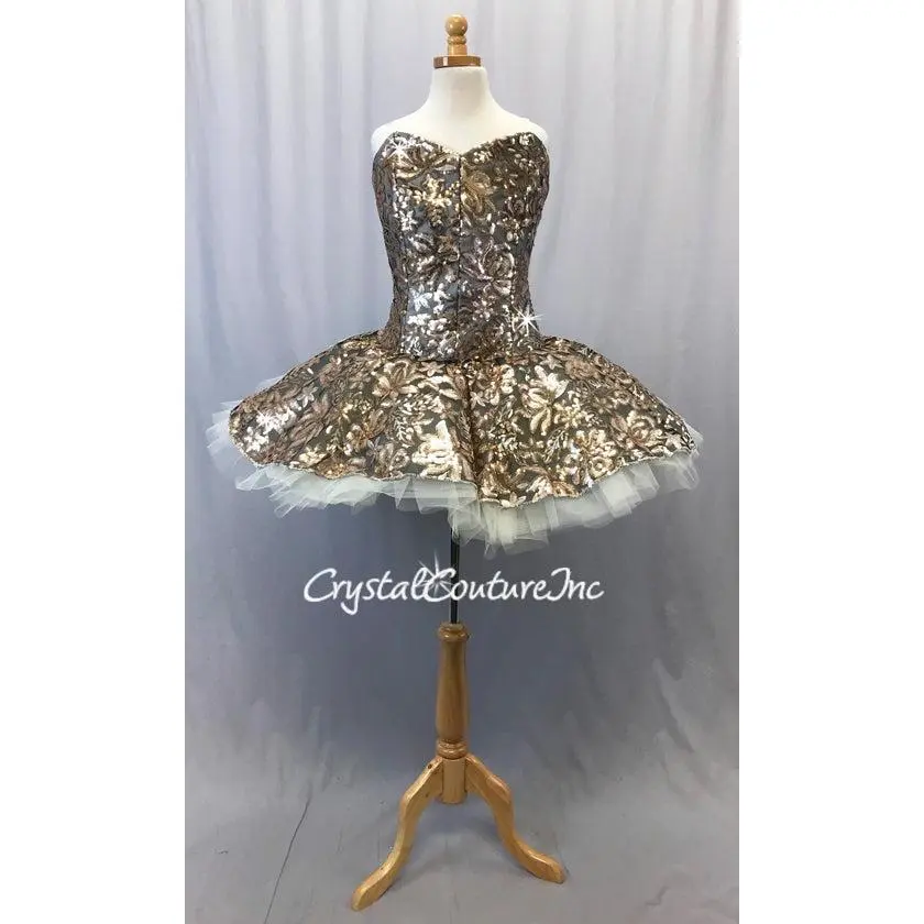 Custom Black Mesh w/Gold Sequin Fabric Overlay Soft Platter Tutu