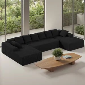 【3 Packages shipping】131'' Large Sectional Couches with Chaise Lounge, U-Shaped No Assembly Required Deep Seat Modular Cloud Sofa for Living Room 1PCS, Bedroom
