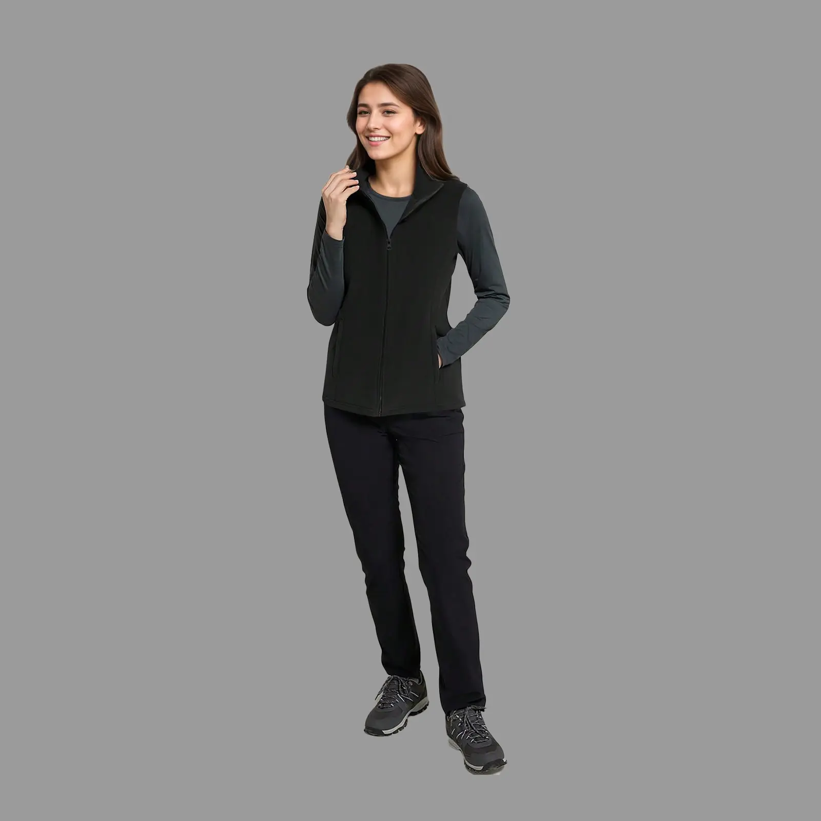 Cimmuovere Women's Winter Fashion Christmas Scrubs Sleeveless Vest Coat with Pockets Zippered Medical Workwear for Healthcare & Nursing - Womenswear