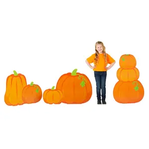 30" - 4 Ft. 4" Harvest Pumpkin Orange Cardboard Cutout Stand-Ups - 3 Pc.