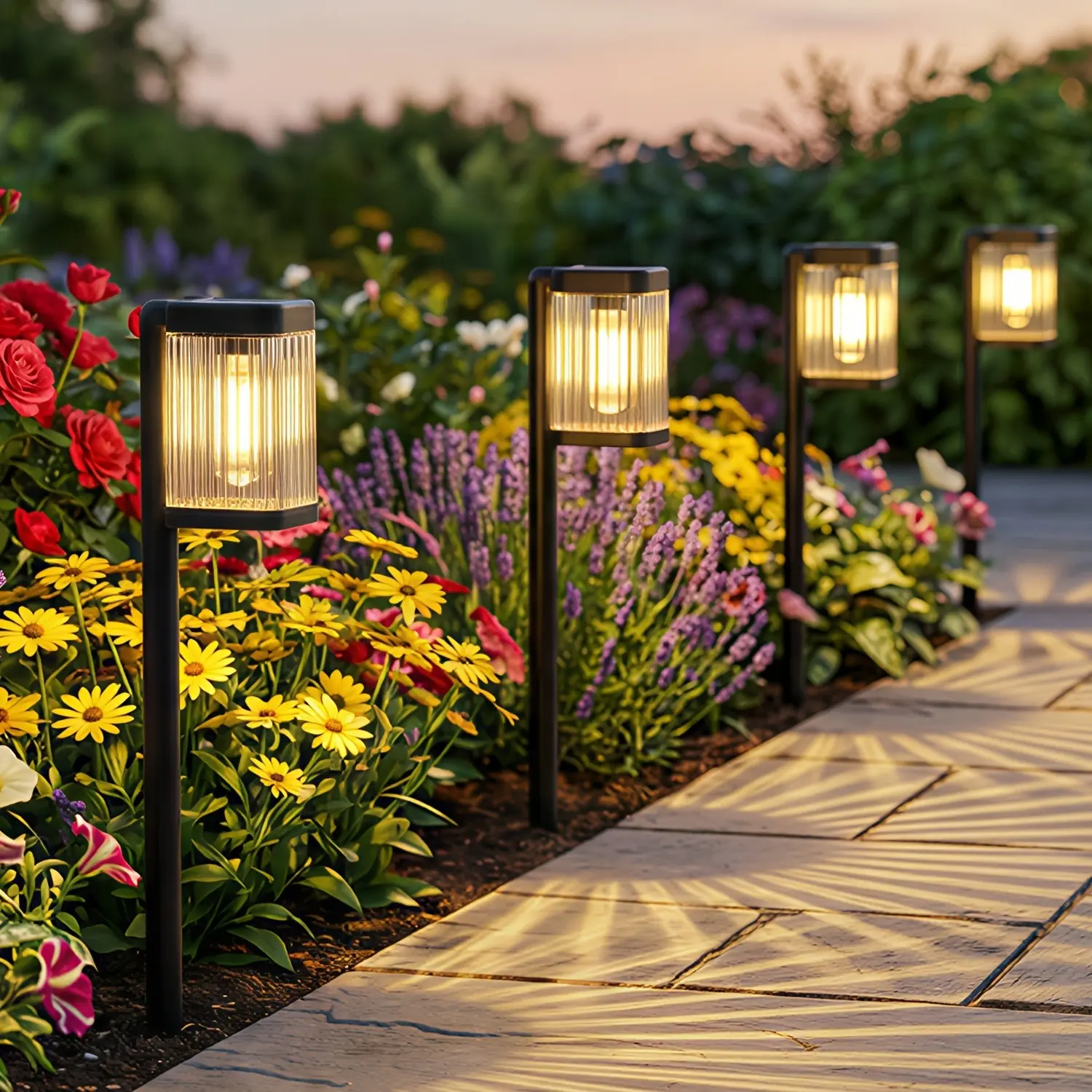 Solar Pathway Lights Outdoor, 6 Pack Upgraded Outdoor Solar Lights for Outside, IP44 Solar Garden Lights for Yard Path Walkway Decor Landscape Lighting