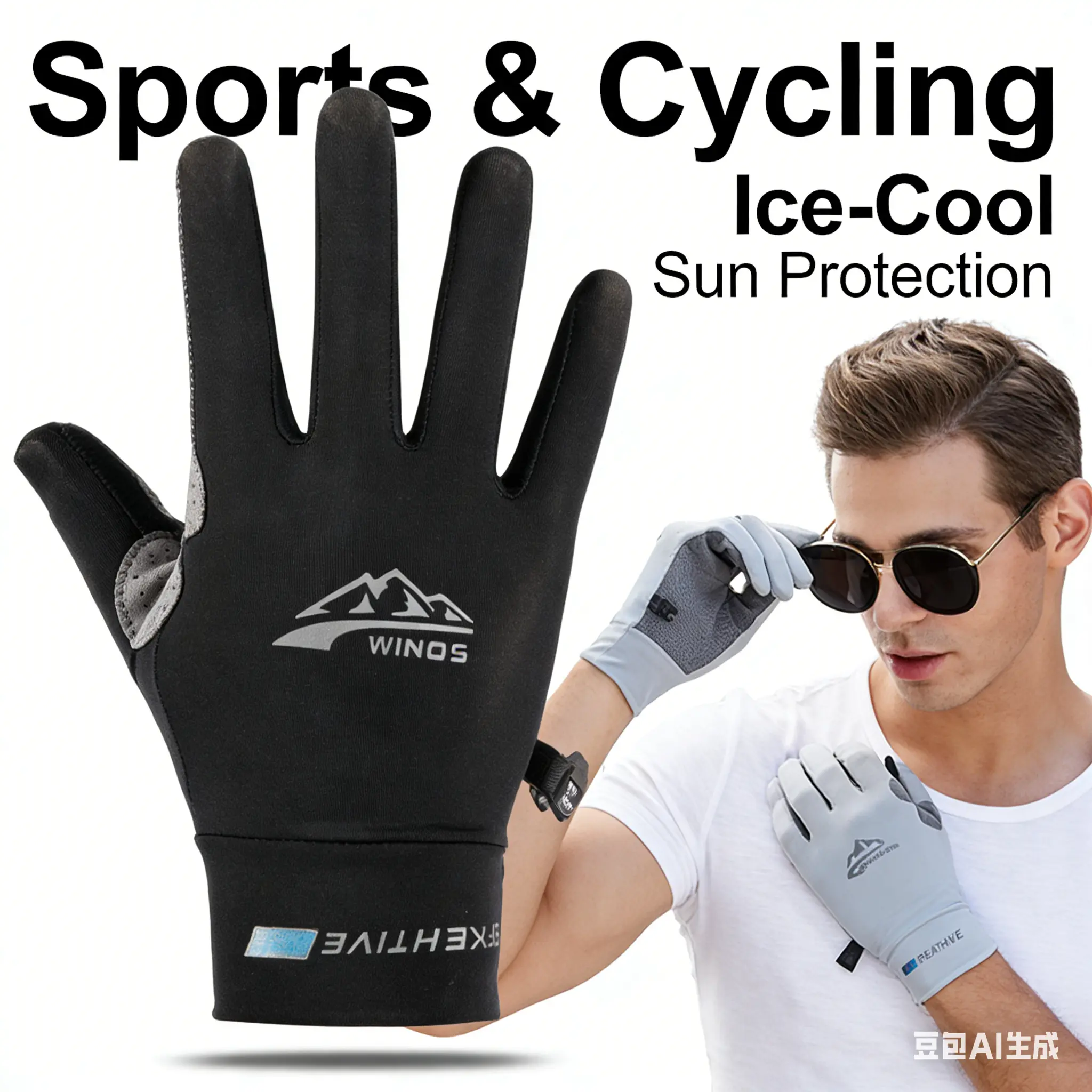 Full Finger Ice Silk Breathable Touchscreen Cycling Gloves, Men's & Women's Sports Gloves for Summer Outdoor Biking, Breathable Glove