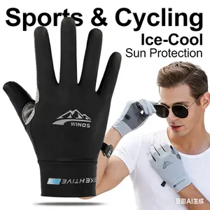 2026 Summer Ice Silk Full Finger Hand Gloves - Breathable, Anti-Skid, Touchscreen-Safe, Cooling UV Protection, Performance Biker Sports Gloves for Cycling, Driving, Breathable Glove