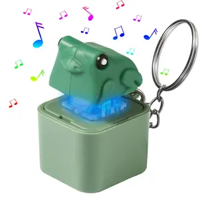 USB-C Rechargeable Frog Croaking Keychain | LED Light Up Keyboard Clicker Fidget Toy | Portable Stress Relief Noise Maker for Office, Backpack & Daily Fun