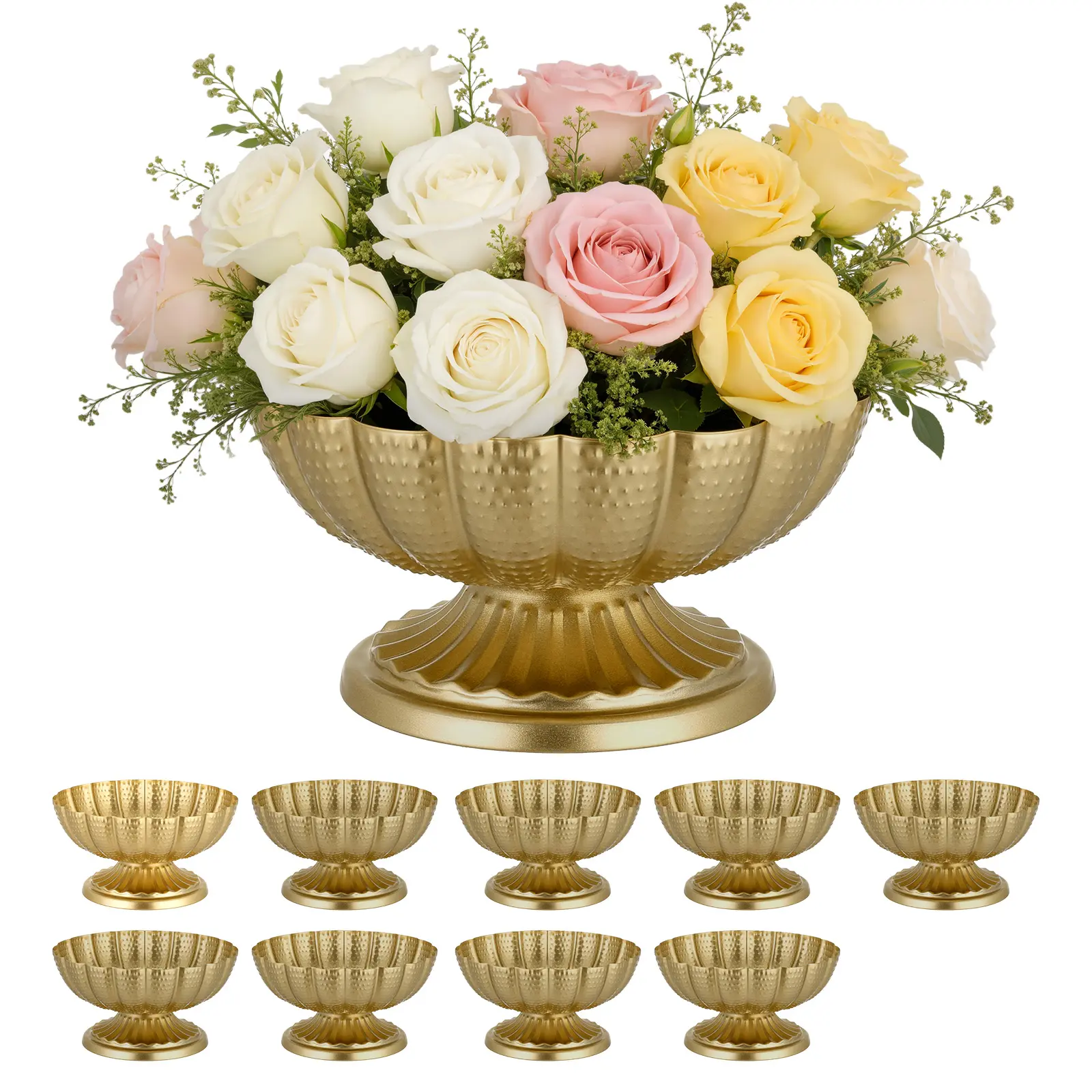 【SummerFinds】VEVOR 10-Piece Steel Wedding Flower Vase Set, 4.7 in Mini Floral Table Centerpieces, Small Decorative Bowl with Easy Installation, Versatile Arrangement Stand for Weddings, Home Decor, Flower Vases, Decorative Vases