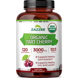 Zazzee Tart Cherry 10:1 Extract Capsules - 200 Count Vegan Supplement - Premium Montmorency Cherry for Joint Wellness and Antioxidant Support - Potent 10X Strength Formula for Daily Activity Recovery and Comfort - Non-GMO Made in USA - 6 Month Supply