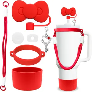 Stanley Cup Bow Accessories Set, Includes 10mm Butterfly Straw Cap, Shiny Silicone Booties, Waterproof Straw Plugs, Fits Stanley 40 & 30 Oz Cups