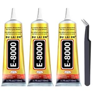 3PCS 110ml E-8000 Transparent Elastic Glue with Anti-Clog Precision Nozzle for Mobile Phone Screen Repair Plastic Shoes Jewelry Rhinestone Craft and Home DIY Repair Projects