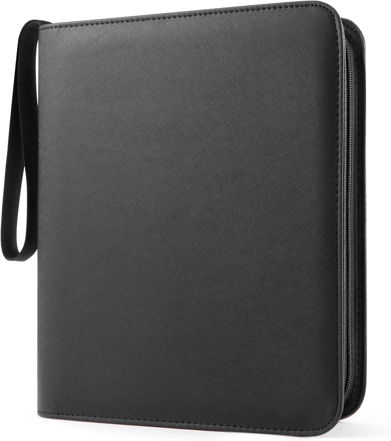 Top Loader Binder 4 Pocket for 144 Toploaders, Side Loading Toploader Binder for 3 x 4'' Rigid Cards with Zipper Closure, PU Leather Ringless 2x2 Card Binder for MTG/TCG/Sports/Games, Black