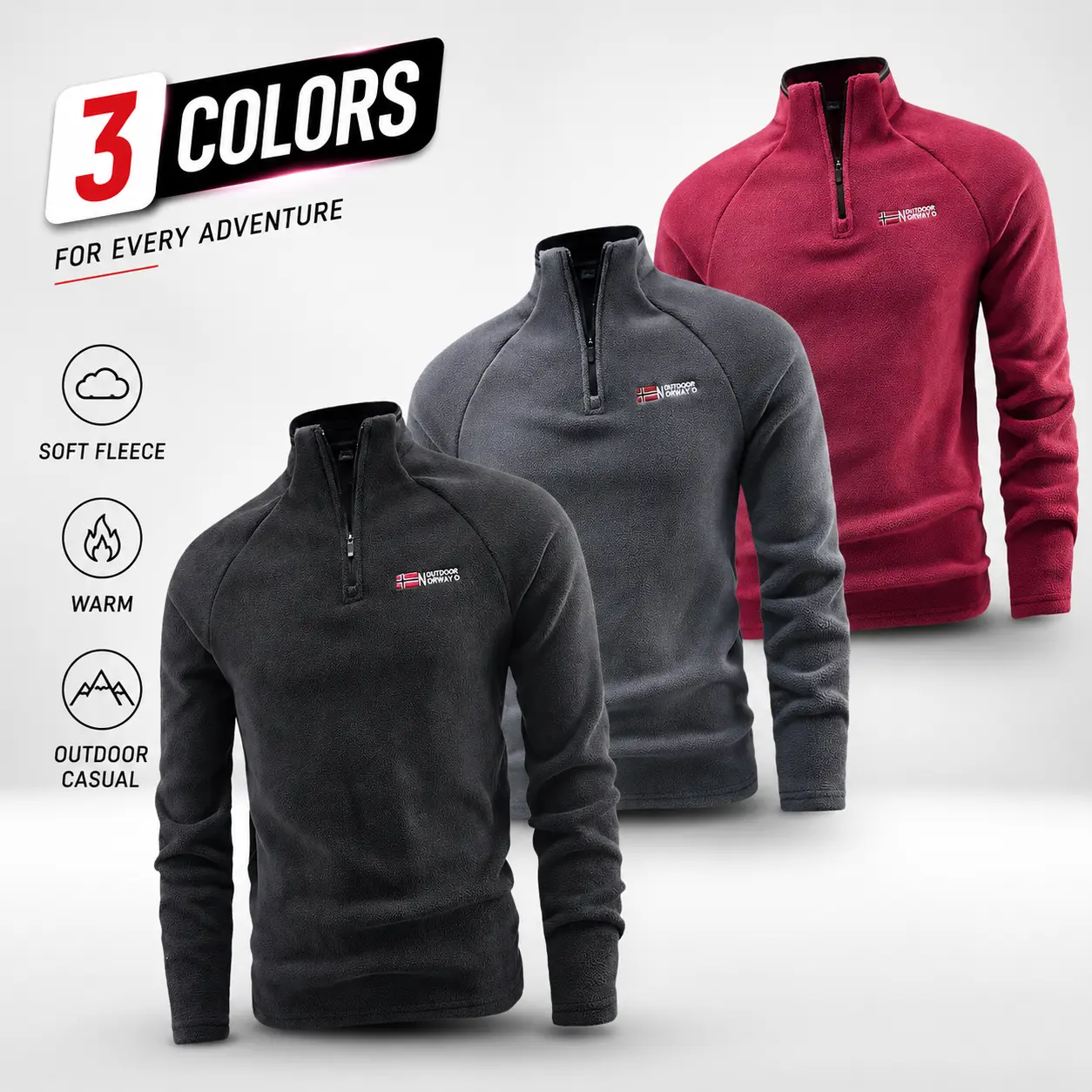 Men's Autumn Winter Half Zip Fleece Jacket with Stand Collar Embroidered Print Design for Hiking Rock Climbing Gym Workouts Soft Comfortable