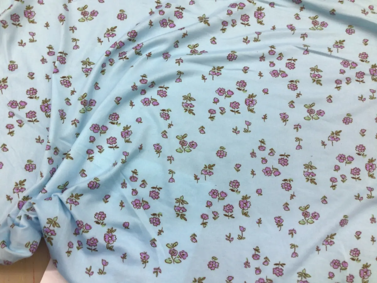 Double Brushed DTY Floral Spandex Stretch Apparel Fabric Sky Blue Purple M310