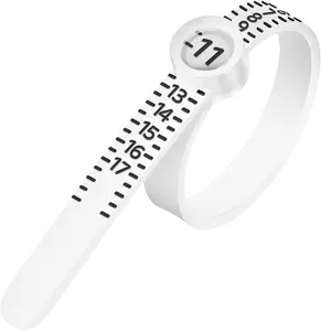 Meowoo Ring Sizer Measuring Tool with Magnifier, for Ring Measurer and Ring Sizer Clear and Intuitive Reading，Plastic Ring Sizer with Lens, 1-17，White