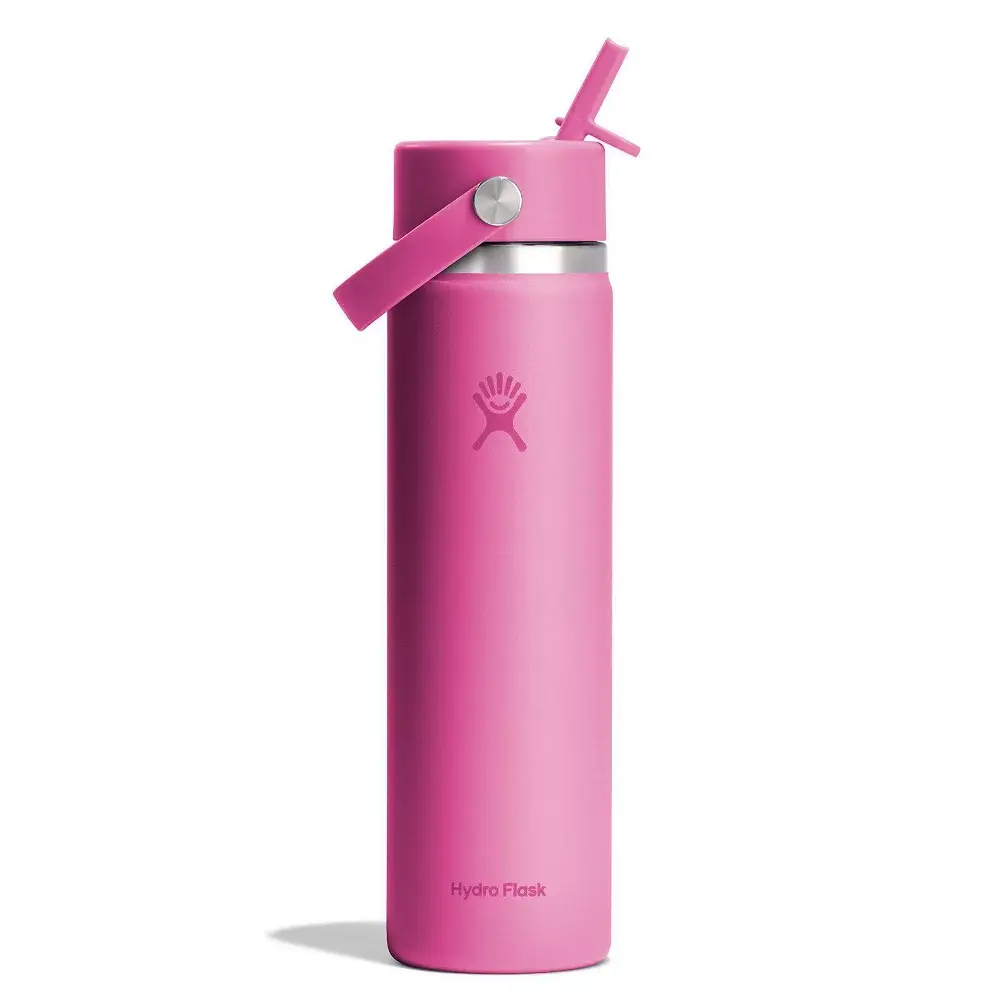 Hydro Flask Wide Mouth Flex Straw Water Bottle - Passion, Portable Insulated Vacuum Flask Tumbler, Leakproof Kitchenware Drinkware