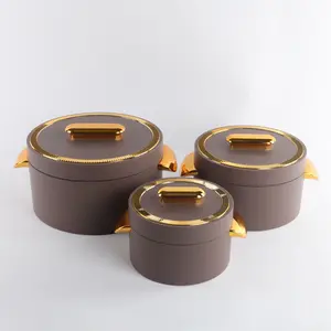 MiraRabel 1L+2L+3.5L 3PCS Set Elegant Luxury Insulated Hot Pot Casserole Food Warmer Containers Set of 3 Efficient Heating Durable Construction Easy to Clean