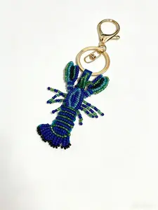 Summer Ocean-Themed Handmade Beaded Bag Charm, Starfish Shell Crab Design, Perfect for DIY Craft Projects & Accessories, Bag Charm Keychain