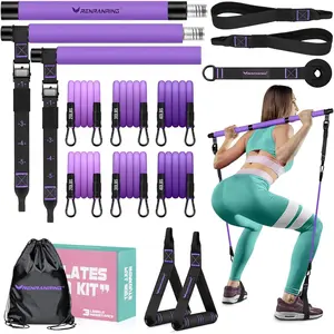 Pilates Bar Kit with Resistance Bands, Multifunctional Pilates Bar for Women & Men with Heavy-Duty Metal Adjustment Buckle, Pilates Home Equipment for Full BodyWorkouts
