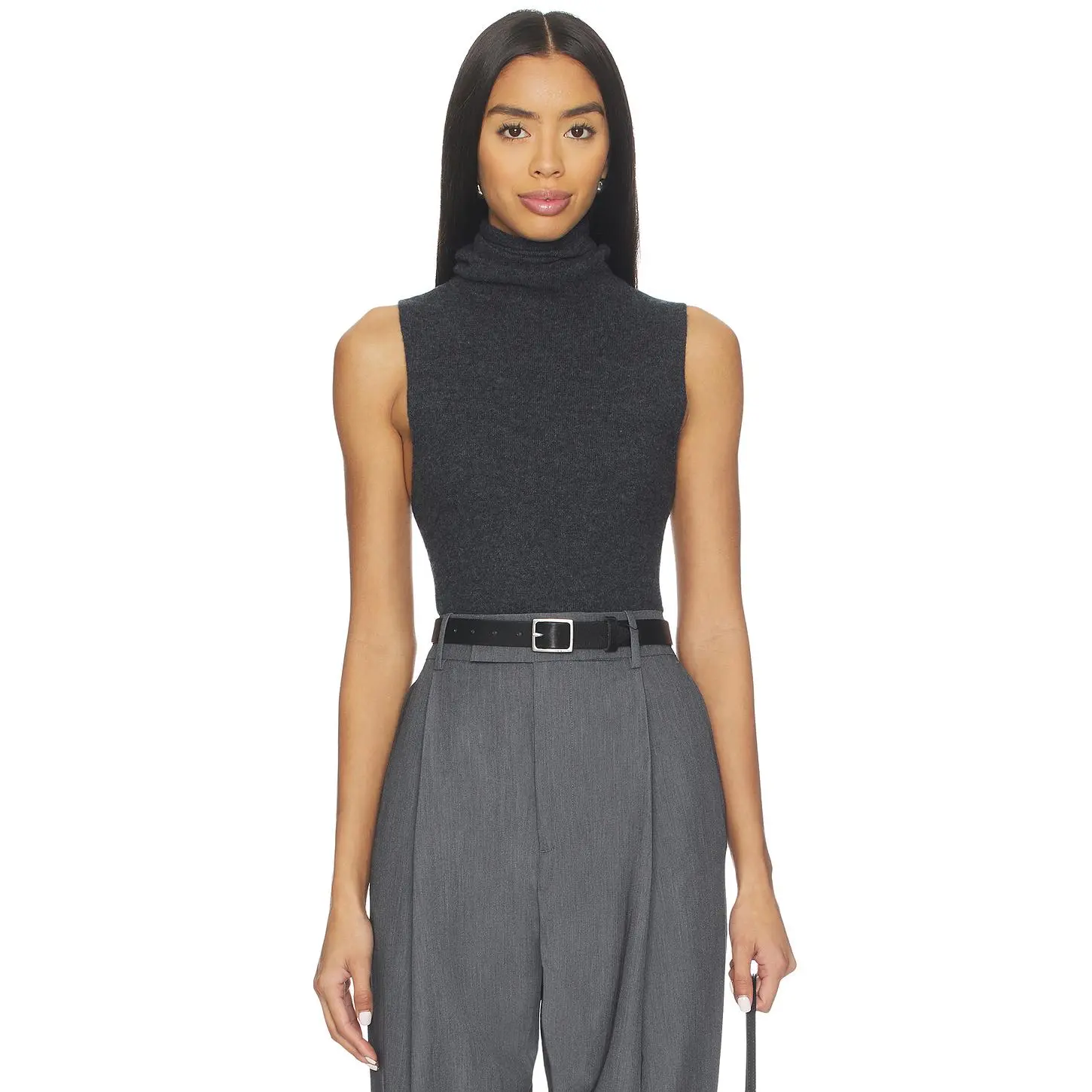 EAVES Makena Sleeveless Turtleneck in Charcoal