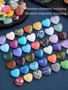 Random Color Heart Shaped Stones, 10pcs/20pcs Synthetic Sapphire Polished Gems, Decorative Stones, DIY Garden Decor, Valentine's Day Crafts, Handmade Jewelry Making