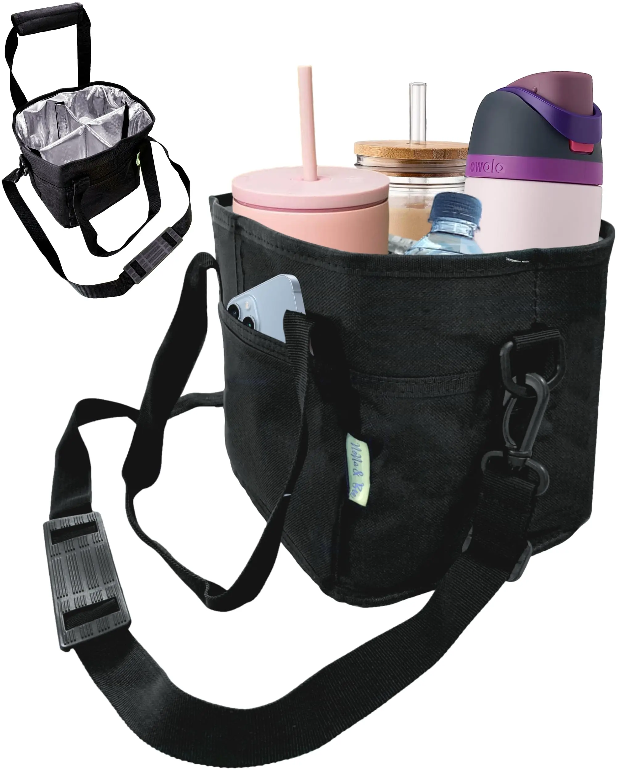 Family Size 4 Compartment Drink Bag, Multiple Tumbler Carrier Caddy Family Size 4 Compartment Drink Bag, Multiple Tumbler Carrier Caddy