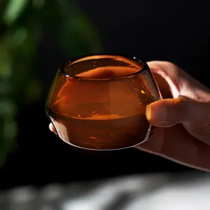 Copita Glass in Amber 5 oz - Wide Bowl Recycled Glassware Handcrafted in Mexico for Tequila & Mezcal, Birthday Gifts, The Glass Makes the Drink