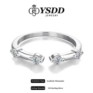 【#580】Stackable Wedding Band 0.4CT Total vvs Synthetic Moissanite Rings in 925 Sterling Silver Adjustable Ring size5-size9