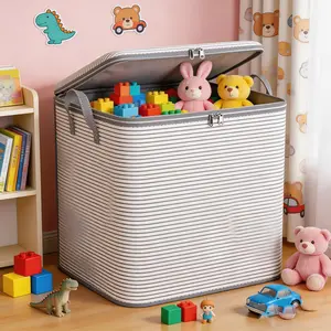 Xl Foldable Storage Bag with Durable Handle, Zipper, and Lid, Clothing Organizer for Wardrobe, Clothes Storage and Organization