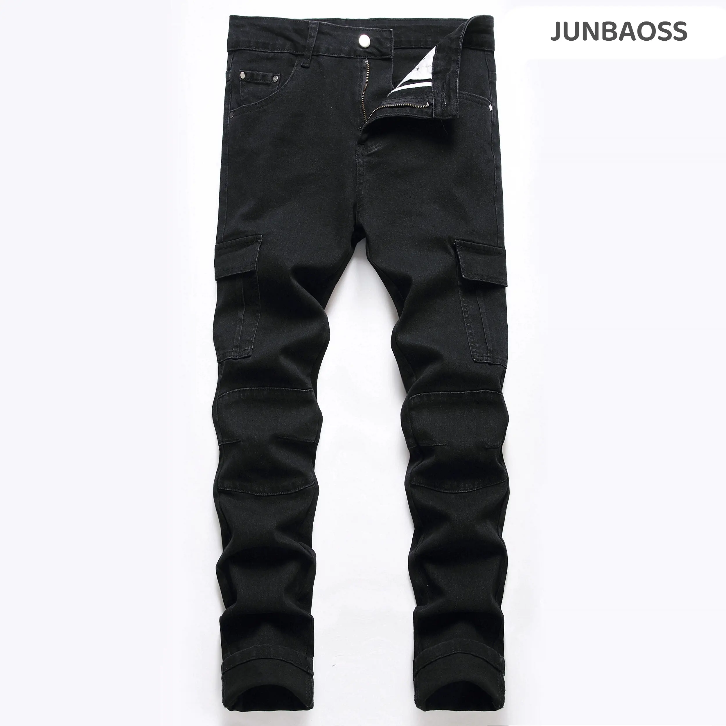 JUNBAOSS Men's Slim Fit Stretch Jeans Cargo Skinny Jeans for Men, Distressed Straight Leg Fashion Casual Comfort Flex Waist Denim Pants, Menswear Classic Street Style Cotton Fabric Jean Natural Hipster Personalized Stylish Jeans with Pockets
