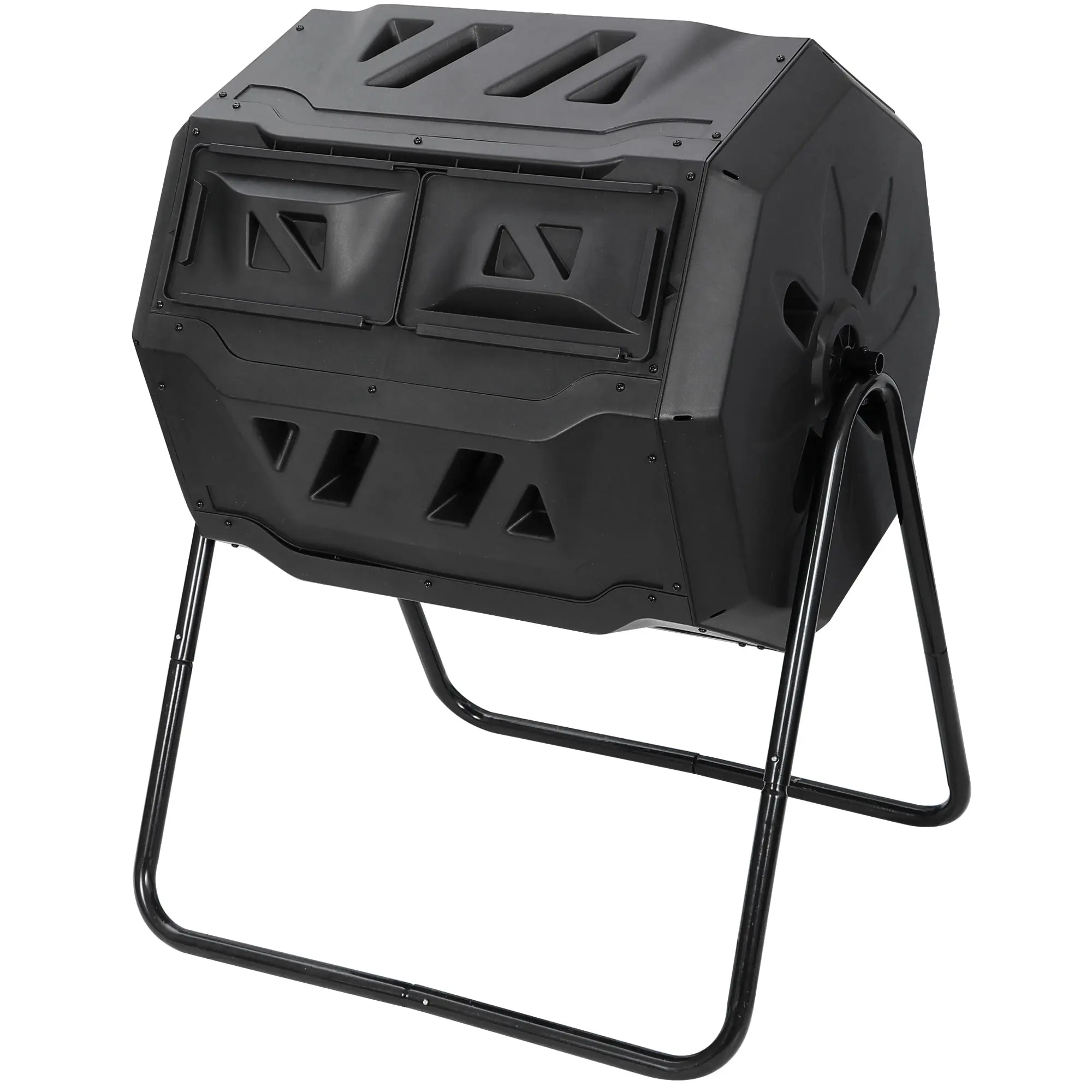 43 Gal Iron Rotating Compost Tumbler Bin - Wall-Mountable, Covered Soil Remixing Fertilizer Container for Outdoor Household Home Supplies,summerwins