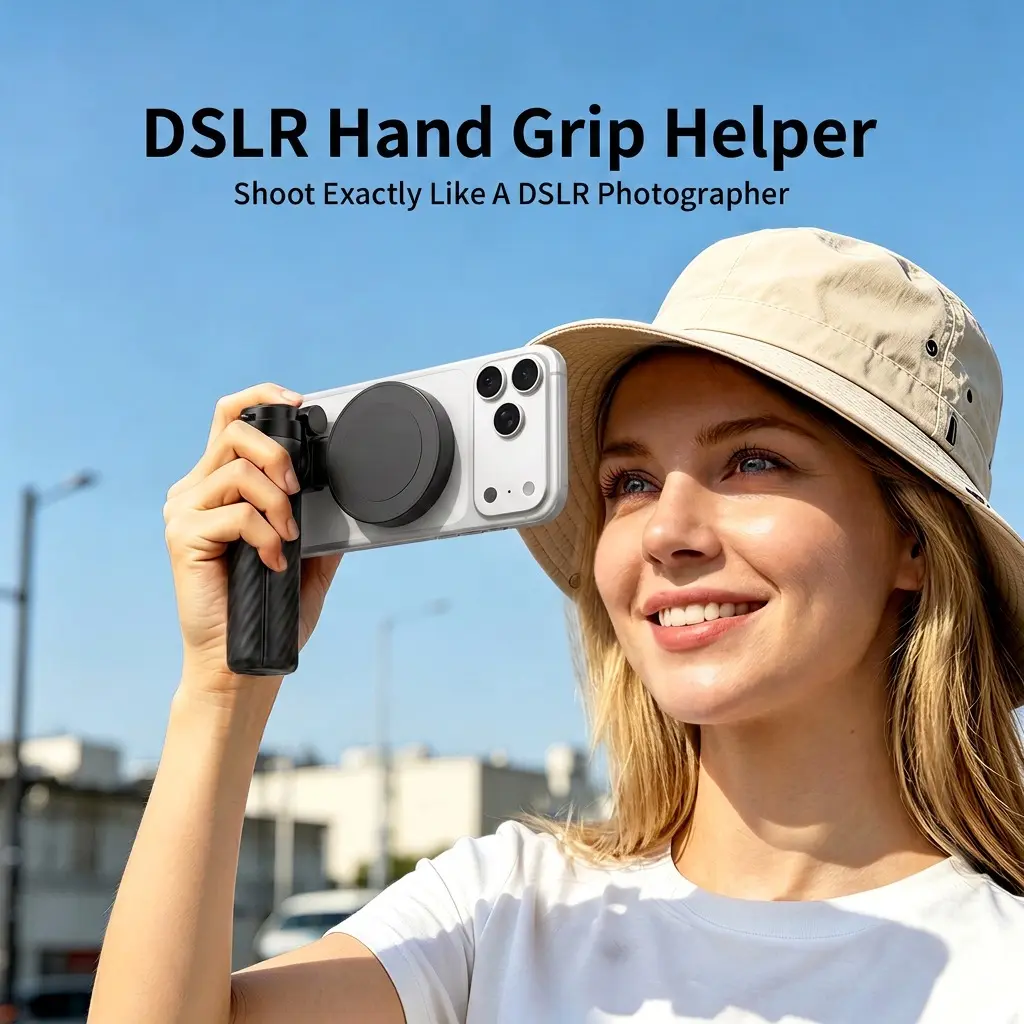 Zoom Magnetic Palm Grip Mini Selfie Stick Portable Magnetic Phone Holder for Travel Case with Focus Adjustment Dial stand tripod Mount Cellphone Smartphone