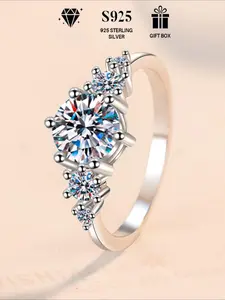 S925 Sterling Silver Fashion Artificial Zircon Decorated Ring, Elegant Jewelry for Women, Trendy All-match & Exquisite Jewelry for Birthday Gift with Gift Box