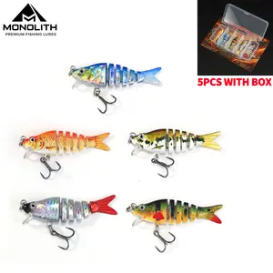 Easy Catch SwimMax Lures 2.15INCH with Sharp Hooks 3D Realistic Eyes ABS Material 6 Segments for Bass Trout Walleye Ultra Sharp Treble Hooks Lifelike Fishing Baits,Fresh&Saltwater,Good Gift For Fishing Enthusiasts