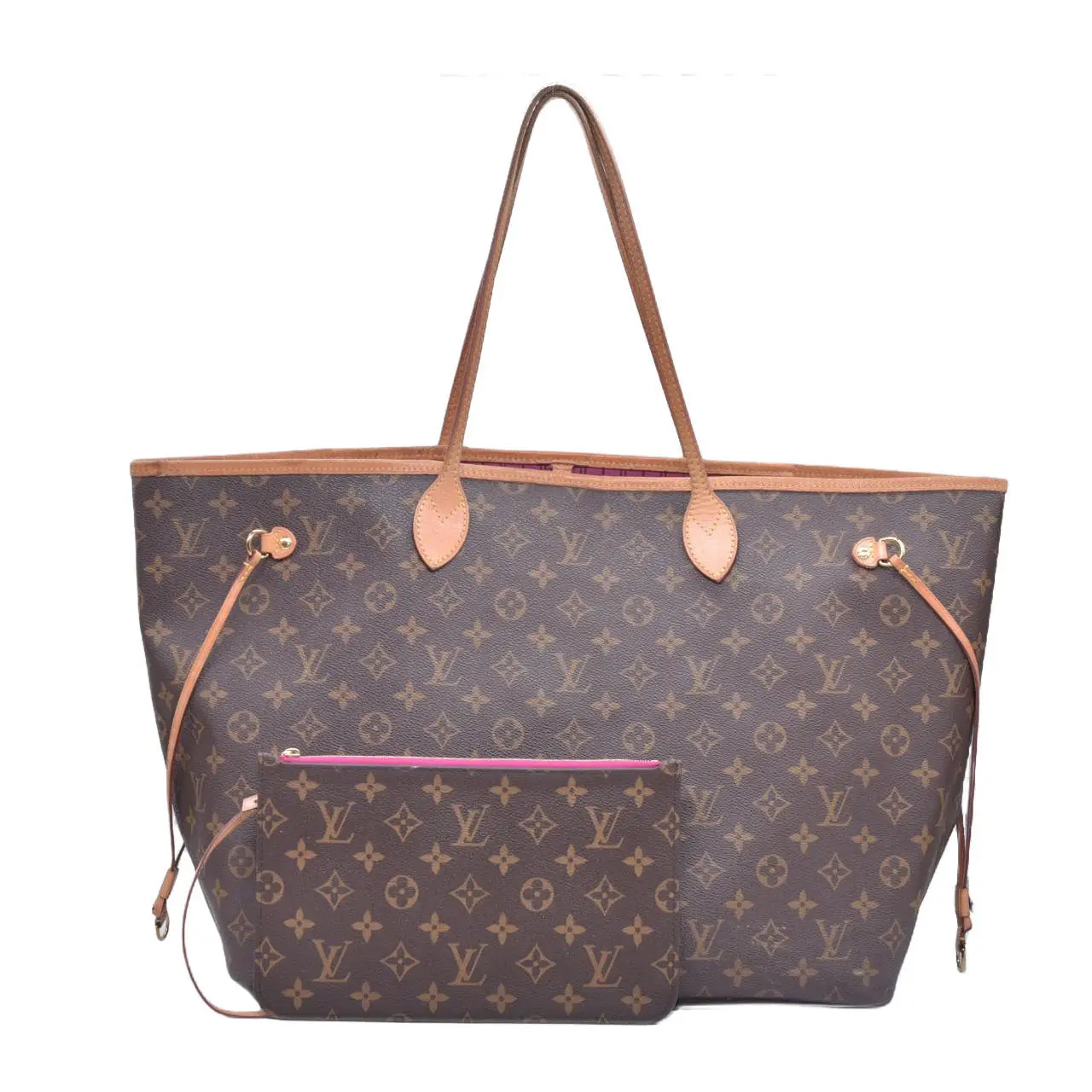 Pre-owned Louis Vuitton canvas Shoulder bags $2310 2015 Monogram Neo Neverfull GM Pivoine with Pouch SD4195