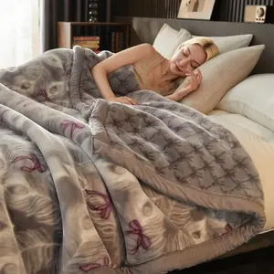 Premium Double-Sided Thickened Raschel Fleece Blanket - All-Season Soft Warm, Soft Comfy Blanket, King Size Mink Blanket, Luxurious Feel, Multi-Size Cozy Home Decor, Perfect Holiday Gift for Christmas, Office & Family