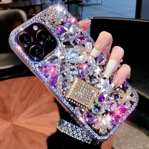 Compatible with iPhone 16 Bling Glitter Case Luxury Cute Sparkle Rhinestone Diamond Girly Protective Phone Cover Case for Women Girl