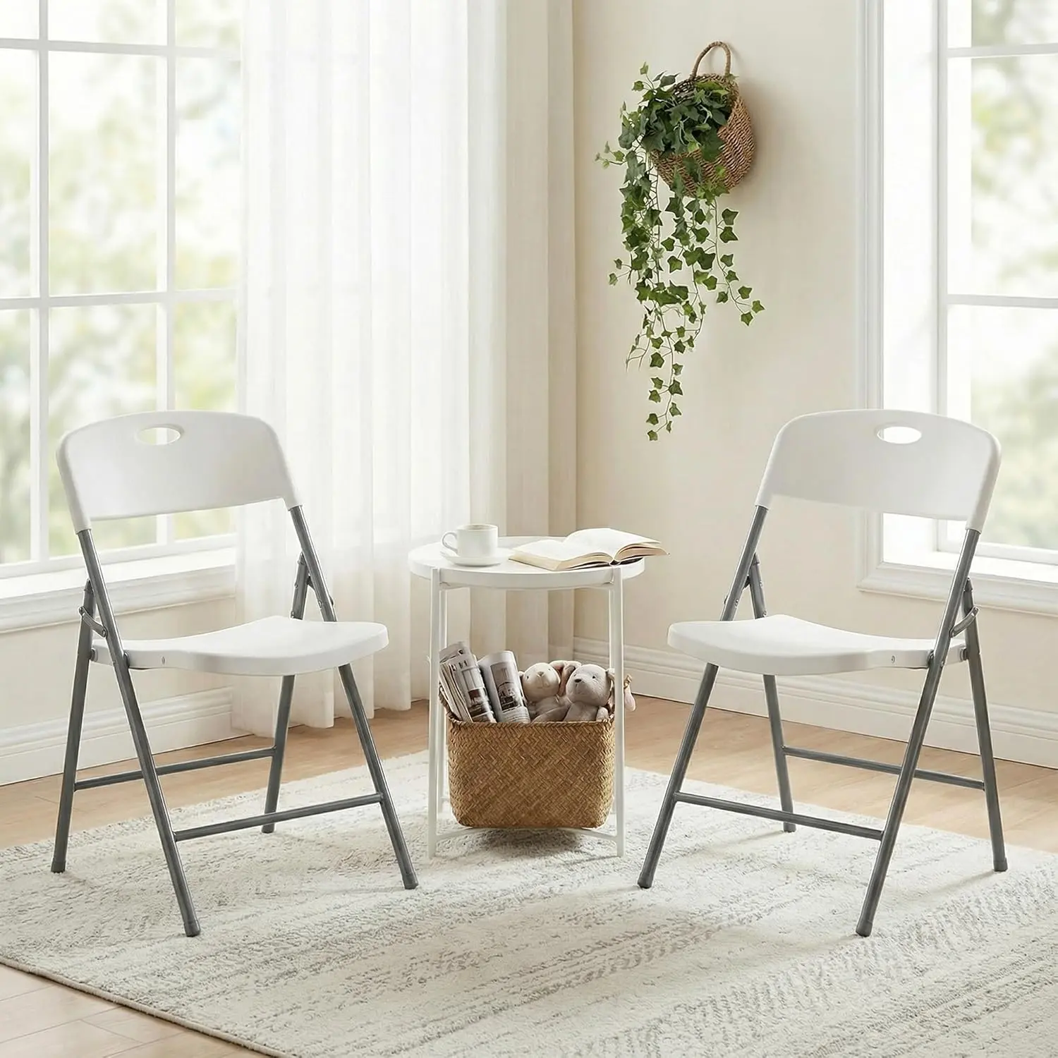 Pack of 2/4/6 Heavy Duty Folding Chairs – Ergonomic Design, Stackable Plastic Seats for Home Office, Dining, Camping – Black & White Available #foldingchairs