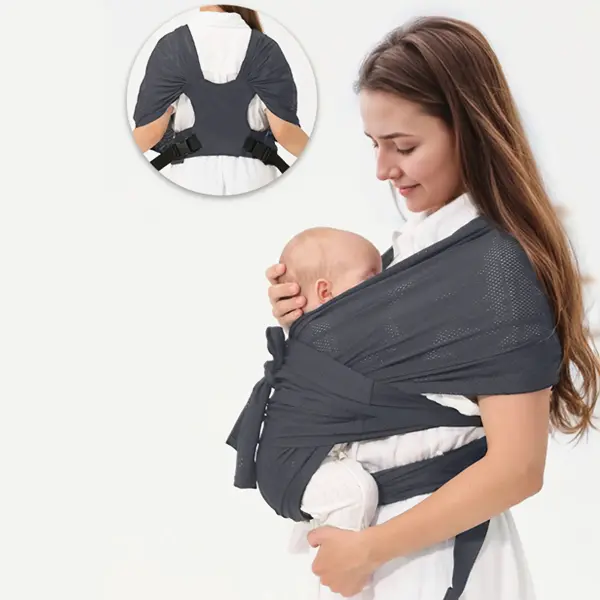 Unisex Plain Polyester Adjustable Newborn Baby Sling - Soft, Breathable Air Mesh Wrap Carrier with Infant Hipseat