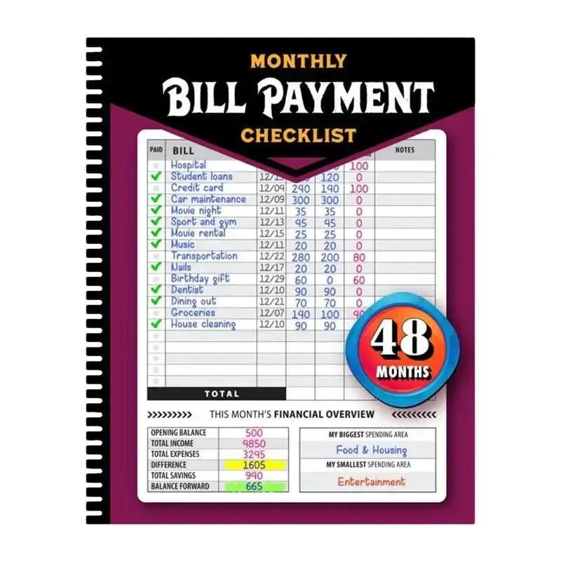 Bill Payment Tracker Notebook, 1 Count Monthly Bill Organizer & Planner for Budgeting Financial, Office Supplies, Finance & Unpaid Payments Checklist