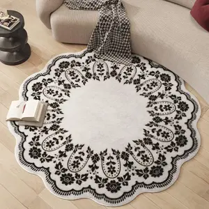 Floral Pattern Carpet, 1 Count Non-slip Washable Large Area Plush Modern Indoor Rug, Home Decorative Rugs, Decorative Fluffy Minimalist Rug, Decorative Mat for Home Living Room Bedroom Coffee Table Cloakroom
