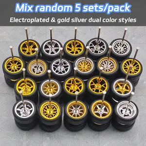 Kicarmod Mixed 1/64 Wheels and Tires, Real Rider Series,Upgrade Mainline Diecast Model Cars,Mixed 10 Sets of Black and White Wheels a Pack