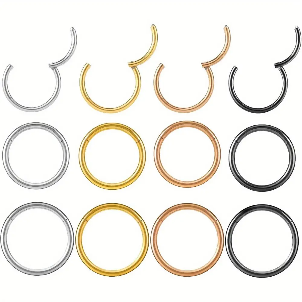 12Pcs 18G 316L Stainless Steel Nose Rings Hoop Tragus Cartilage Septum Ring Lip Piercing 7-9MM