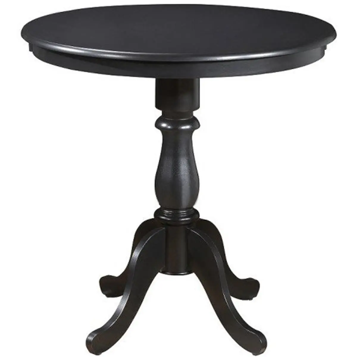 212 MAIN Sturdy 36 in. Round Pedestal Bar Table - Carved Legs, Multi-Step Finish, Antique Black, Vintage Appeal, Fairview Vintage Indoor Table