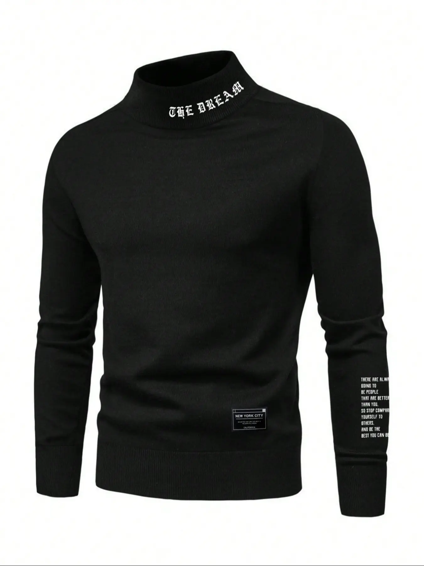 Men's fleece pullover high neck long sleeved sweatshirt, round neck sweatshirt, Casual Comfy Warm, basic casual for autumn and winter, can be worn outside or inside