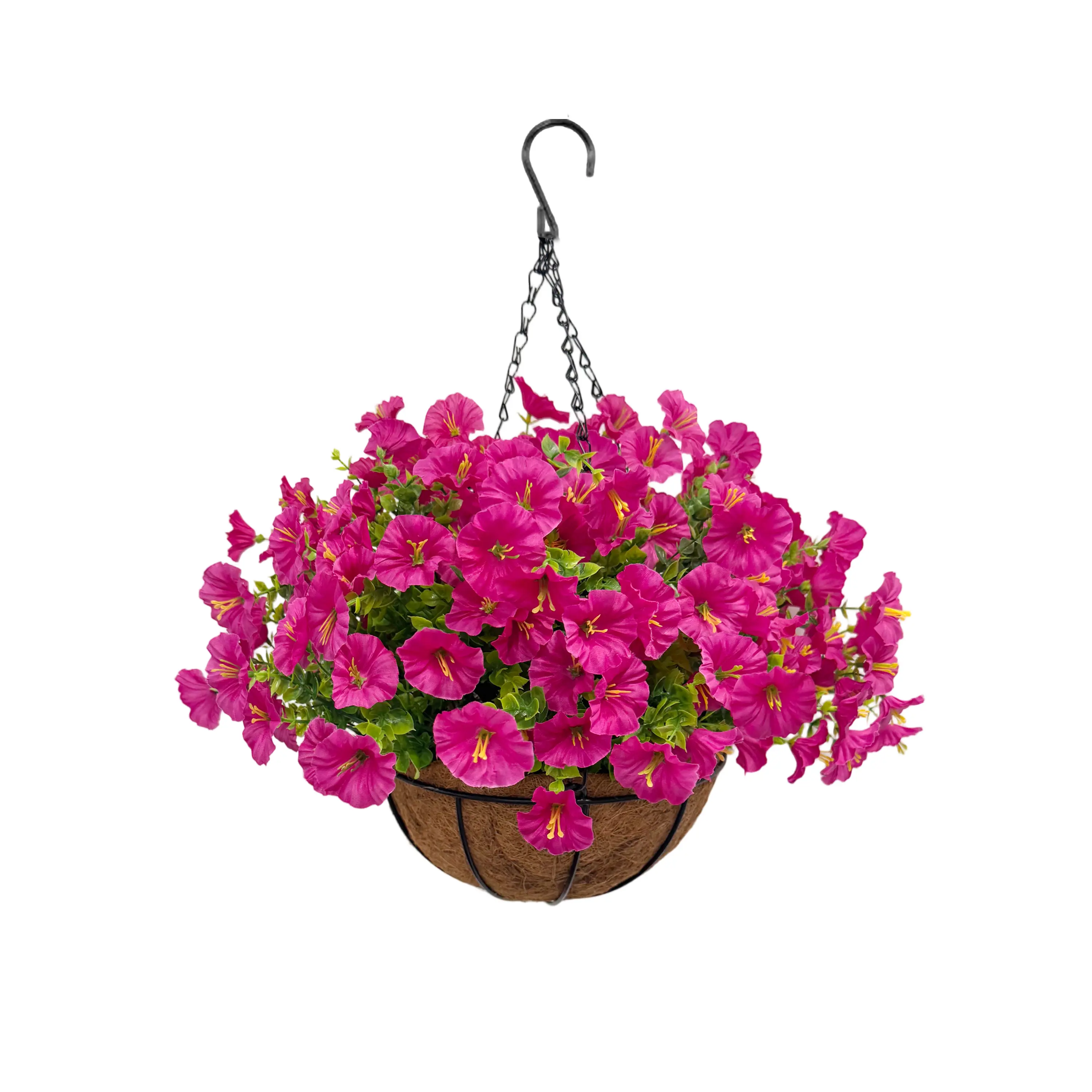 12-Piece UV-Resistant Artificial Morning Glory Hanging Basket Set, 7-Color Fake Cascading Flowers for Porch, Patio Home Decor