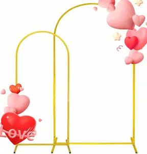 Set of 2 Gold Metal Arch Backdrop Stands (7.2FT + 6FT) Wedding Arch Frame for Birthday Party, Baby Shower, Graduation Decoration, Balloon Arch Frame for Events & Celebrations
